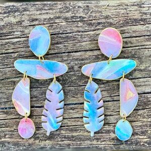 Cosmic cotton candy handmade earrings